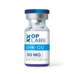 OP Labs GHK-Cu Copper Peptide 50mg tripeptide research compound lyophilized powder in glass vial