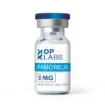 OP Labs Ipamorelin 5mg pentapeptide research compound lyophilized powder in glass vial