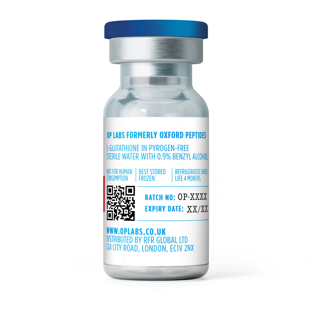OP Labs L-Glutathione Reduced GSH 10ml research solution in glass vial